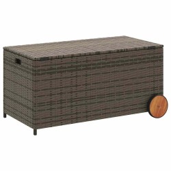 Boîte de rangement de jardin et roues gris 190L résine tressée 