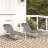 Chaises longues pliantes 2 pcs avec auvent en tissu Oxford gris 600D 