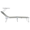 Chaises longues pliantes 2 pcs avec auvent en tissu Oxford gris 600D 