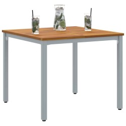 Table de jardin 90 x 90 x 75 cm en bois d'acacia massif et métal 