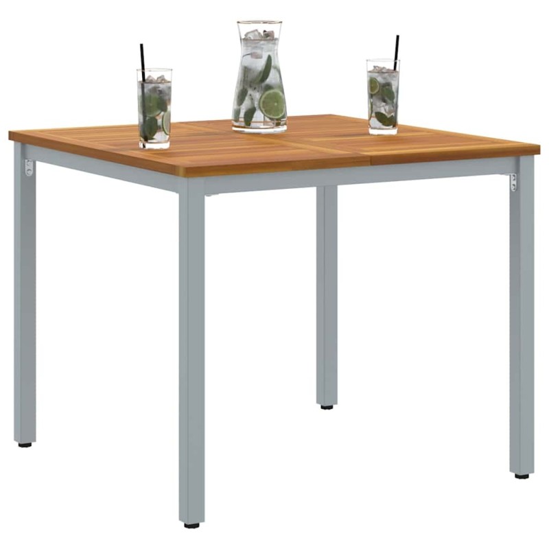 Table de jardin 90 x 90 x 75 cm en bois d'acacia massif et métal 