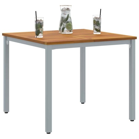 Table de jardin 90 x 90 x 75 cm en bois d'acacia massif et métal 