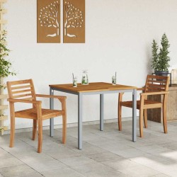 Table de jardin 90 x 90 x 75 cm en bois d'acacia massif et métal 