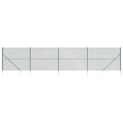 Clôture à mailles losangées avec piquet d'ancrage vert 2x10 m 