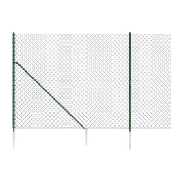 Clôture à mailles losangées avec piquet d'ancrage vert 2x10 m 