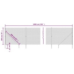 Clôture à mailles losangées avec piquet d'ancrage vert 2x10 m 