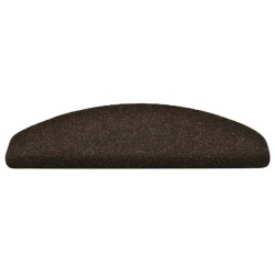 Tapis d'escalier auto-adhésifs 10 pièces 65 x 21 x 4 cm Marron foncé Demi-rond Grand 