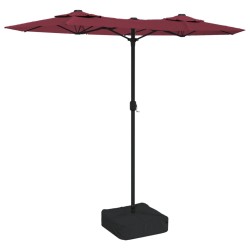 Parasol de jardin à double tête rouge bordeaux 316x145 cm 