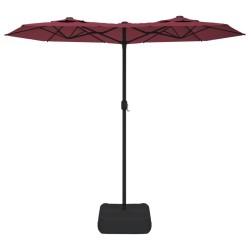 Parasol de jardin à double tête rouge bordeaux 316x145 cm 