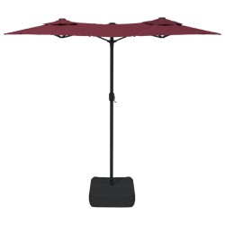 Parasol de jardin à double tête rouge bordeaux 316x145 cm 