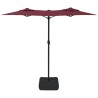 Parasol de jardin à double tête rouge bordeaux 316x145 cm 