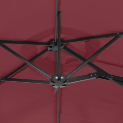 Parasol de jardin à double tête rouge bordeaux 316x145 cm 