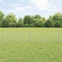 Clôture en chaîne avec 22 poteaux U Argent 0,4x25 m Acier 