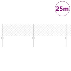 Clôture en chaîne avec 22 poteaux U Argent 0,4x25 m Acier 