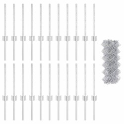 Clôture en chaîne avec 22 poteaux U Argent 0,4x25 m Acier 
