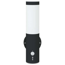 Applique murale noire en acier inoxydable IP44 avec capteur 