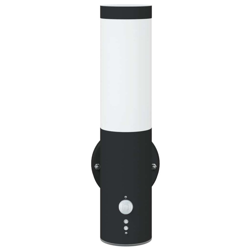 Applique murale noire en acier inoxydable IP44 avec capteur 