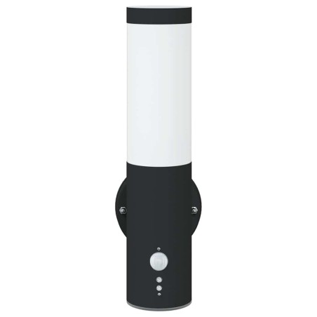 Applique murale noire en acier inoxydable IP44 avec capteur 