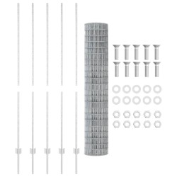 Euro Clôture avec 10 Pieux Argent 1,6x10 m Acier 
