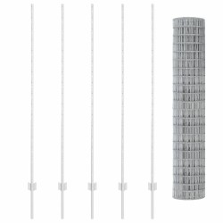 Euro Clôture avec 10 Pieux Argent 1,6x10 m Acier 