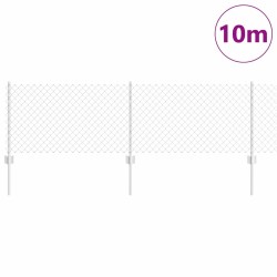 Clôture en Maillons de Chaîne avec 10 Poteaux en U Argent 0.6x10 m Acier 