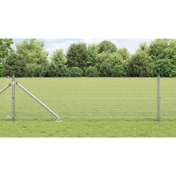 Clôture en fil soudé avec 7 poteaux à pointe 0,4x10 m Acier galvanisé 