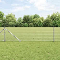 Clôture en fil soudé avec 7 poteaux à pointe 0,4x10 m Acier galvanisé 