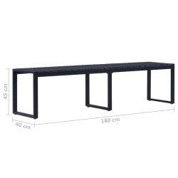 Banc de jardin 180 cm Panneau PS Noir 
