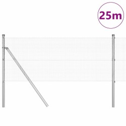 Clôture en fil soudé avec 13 poteaux 0,8x25 m en acier galvanisé 