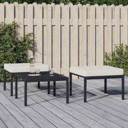 Tabourets de jardin et coussins sable lot de 2 60x60x35cm acier 