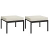 Tabourets de jardin et coussins sable lot de 2 60x60x35cm acier 