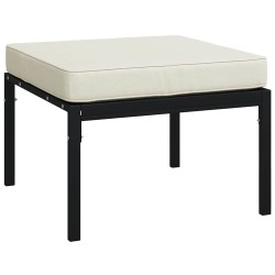 Tabourets de jardin et coussins sable lot de 2 60x60x35cm acier 
