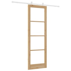 Porte coulissante avec quincaillerie 'ORKDAL'Bois massif et verre 