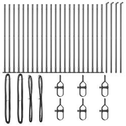 Piquets de clôture avec bases - 26 pcs, Ø32mm, 78,5cm, en acier galvanisé. 