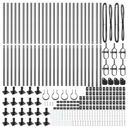 Piquets de clôture avec bases - 26 pcs, Ø32mm, 78,5cm, en acier galvanisé. 