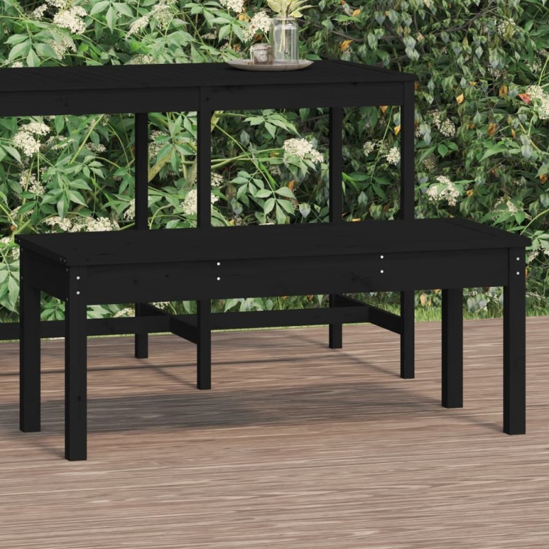 Banc de jardin noir 109x44x45 cm bois massif de pin Banc de jardin noir 109x44x45 cm bois massif de pin