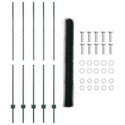Poteaux de Clôture 5 pcs U-Channel Vert 150 cm Acier 