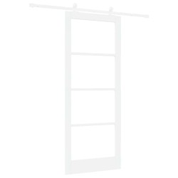 Porte Coulissante avec Matériel 'ORKDAL'Bois Massif Blanc & Verre 