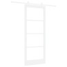 Porte Coulissante avec Matériel 'ORKDAL'Bois Massif Blanc & Verre 