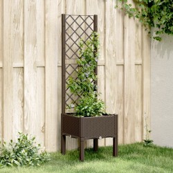 Jardinière avec treillis marron 40x40x142 cm PP 