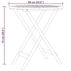 Table de jardin pliable Ø60x75 cm Bois d'eucalyptus solide 