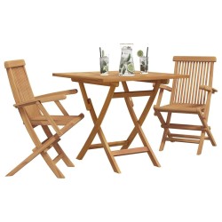 Ensemble Bistro de Jardin Pliable 3 Pièces en Bois Massif d'Acacia 
