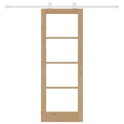 Porte Coulissante avec Kit 'ORKDAL'en Bois Massif et Verre 