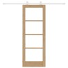 Porte Coulissante avec Kit 'ORKDAL'en Bois Massif et Verre 