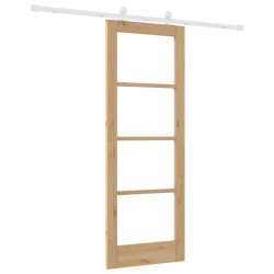 Porte Coulissante avec Kit 'ORKDAL'en Bois Massif et Verre 