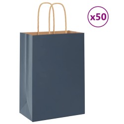 Sacs en papier 50 pcs avec poignées bleu 15x8x21 cm 