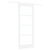 Porte coulissante avec quincaillerie 'ORKDAL'en bois blanc & verre 