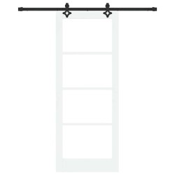 Porte coulissante avec kit matériel 'ORKDAL'Bois massif blanc et verre 