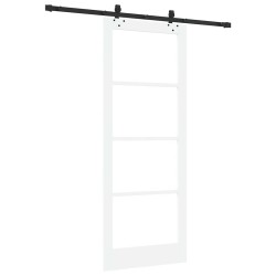 Porte coulissante avec kit matériel 'ORKDAL'Bois massif blanc et verre 