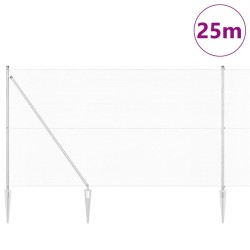 Clôture en fil soudé avec 13 poteaux en pointe 1.6x25 m Acier galvanisé 